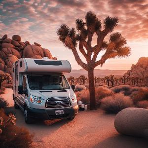 Ford Transit camper van, van life in Joshua Tree at sunset (10)
